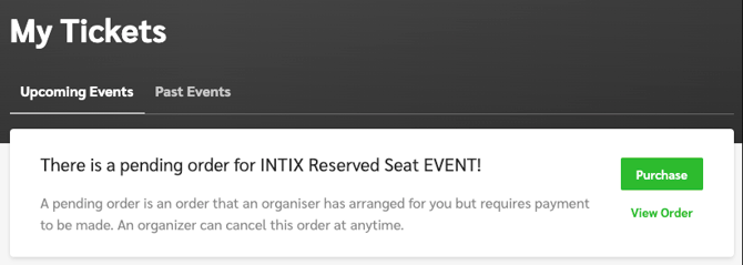 My Tickets Unpaid Orders
