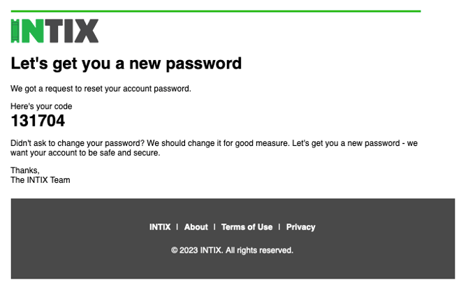 Password reset code