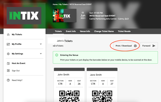 Print tickets