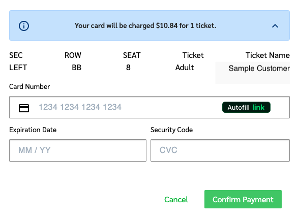 Unpaid order payment screen