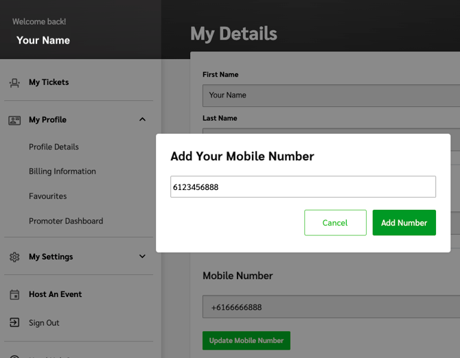 Update Mobile Phone Number in Account